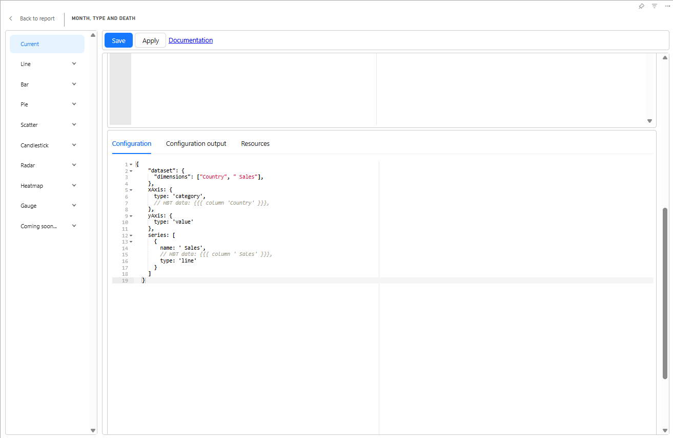 New Apache ECharts Visual editor layout