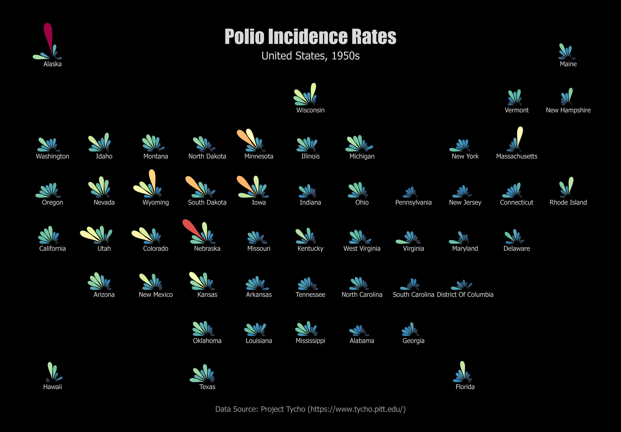 A map of Polio incidence rates over time