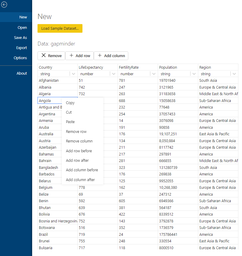 Table editor