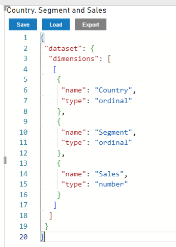 Power BI visual data in EChart dataset (Power BI Visual Editor used for configuration)